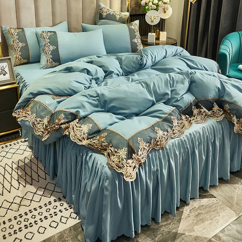 European Ice Rayon Duvet Cover and Silky Bedding Set