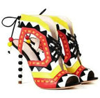 Women's Triangle Patchwork Beaded Lace-Up Sandal Boots