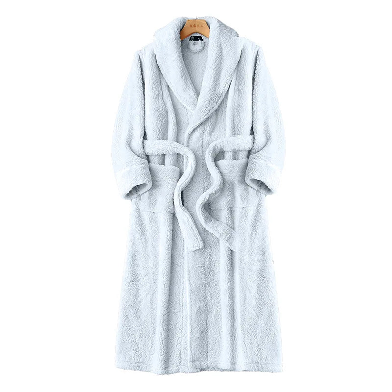 Unisex Thick Coral Fleece Warm Long Kimono Robe