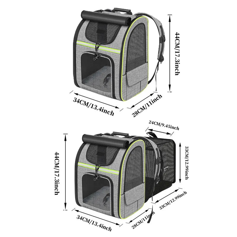 Expandable Pet Carrier Backpack Breathable Travel Bag for Cats and Small Dogs