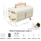 Portable Charcoal Barbecue Grill and Dual-Side Camping Stove
