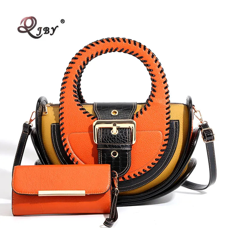 Women's Large Capacity Leather Top Handle Crossbody Bag