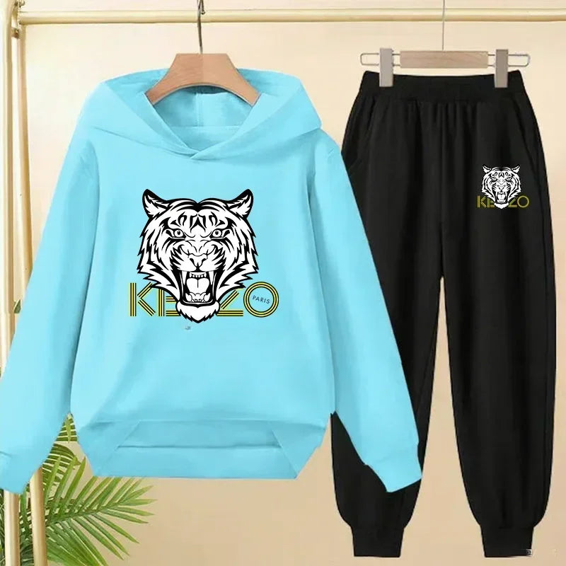 Kids' Tiger Print Hoodie Sweatshirt Pants Set