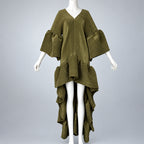 Women's Pleated Solid Kaftan Maxi Dress