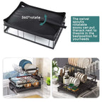 2-Tier Kitchen Dish Drying Rack with Swivel Spout Drip Tray