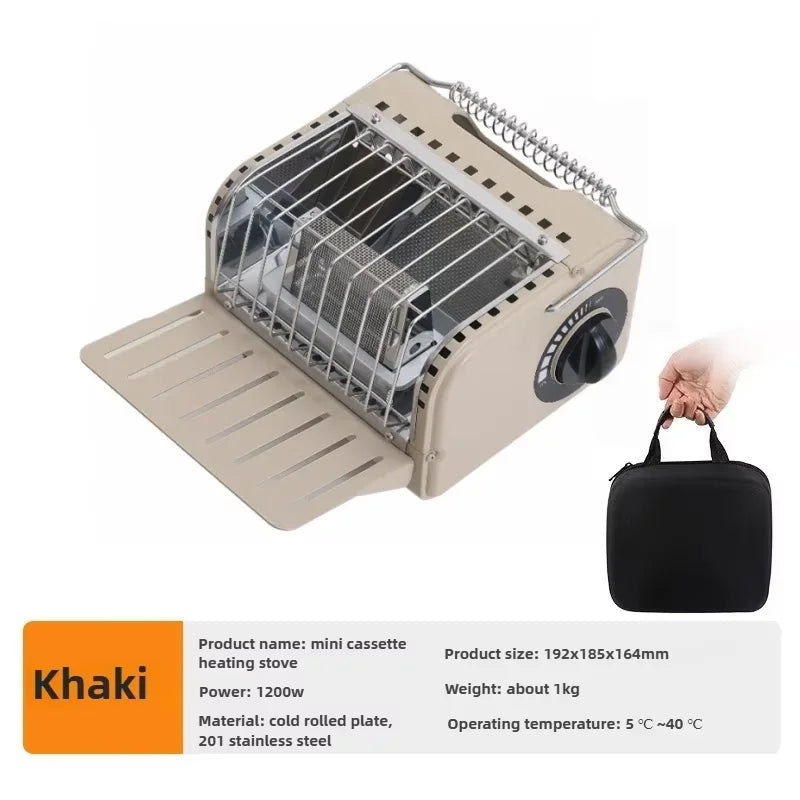 Portable 2-in-1 Camping Gas Stove and Heater with Foldable Shelf