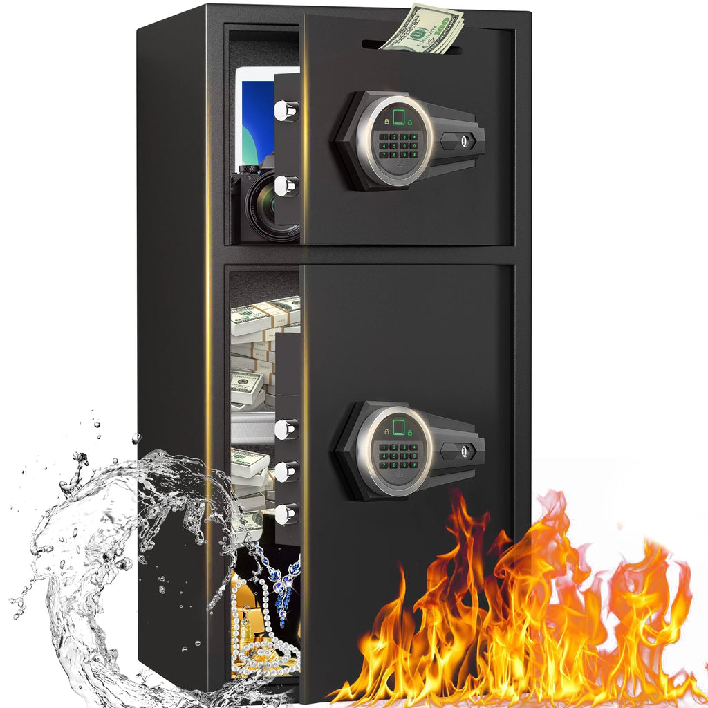 Large Fingerprint Home Safe and Fireproof Security Box