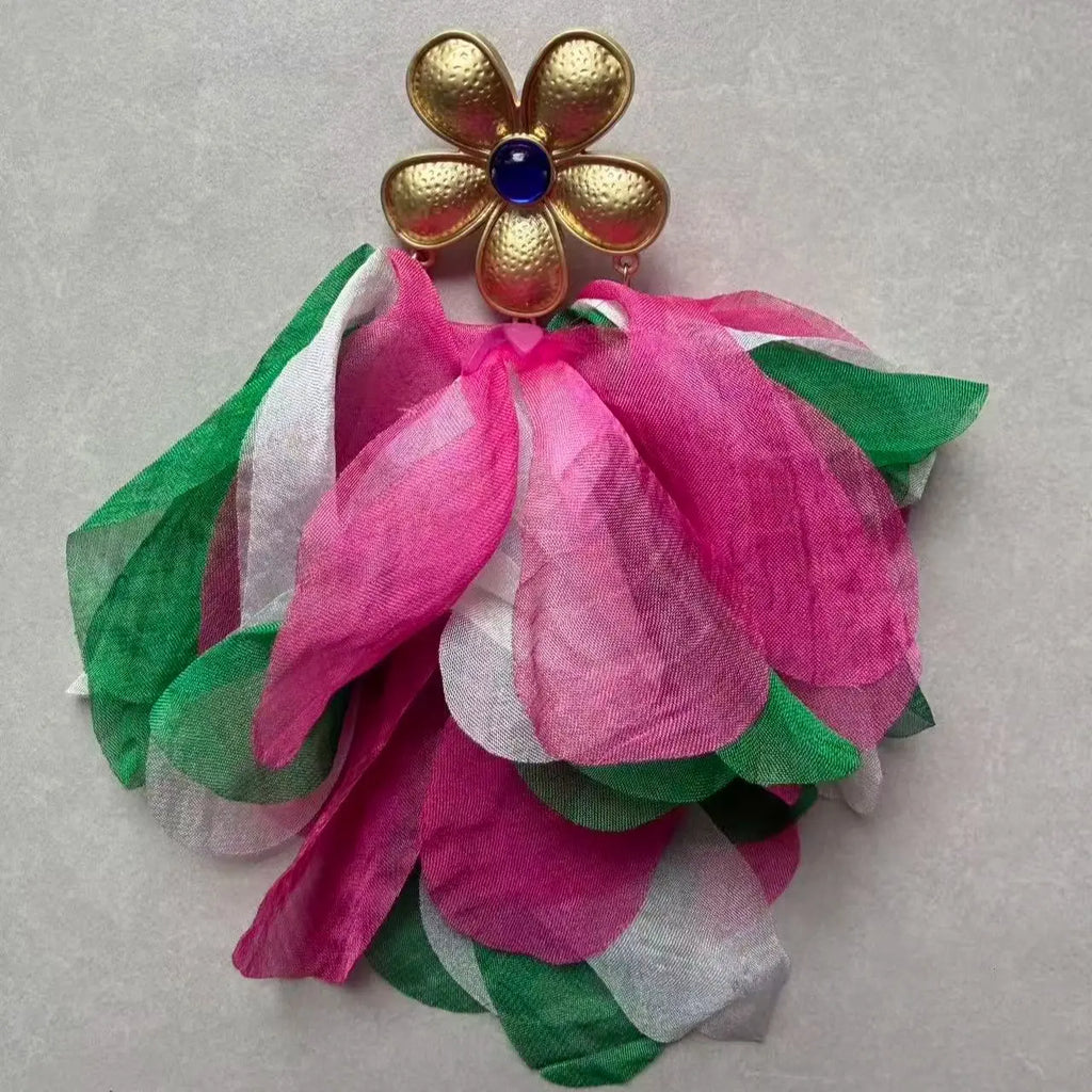 Women's Trendy Bohemian Flower Leaves Tassel Dangle Earrings