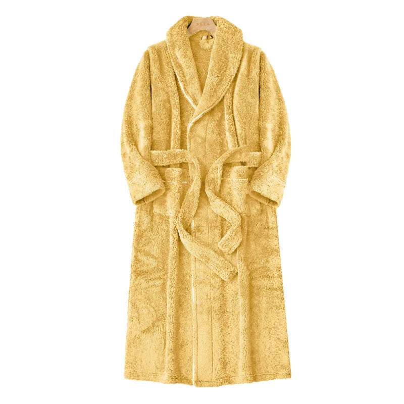 Unisex Thick Coral Fleece Warm Long Kimono Robe