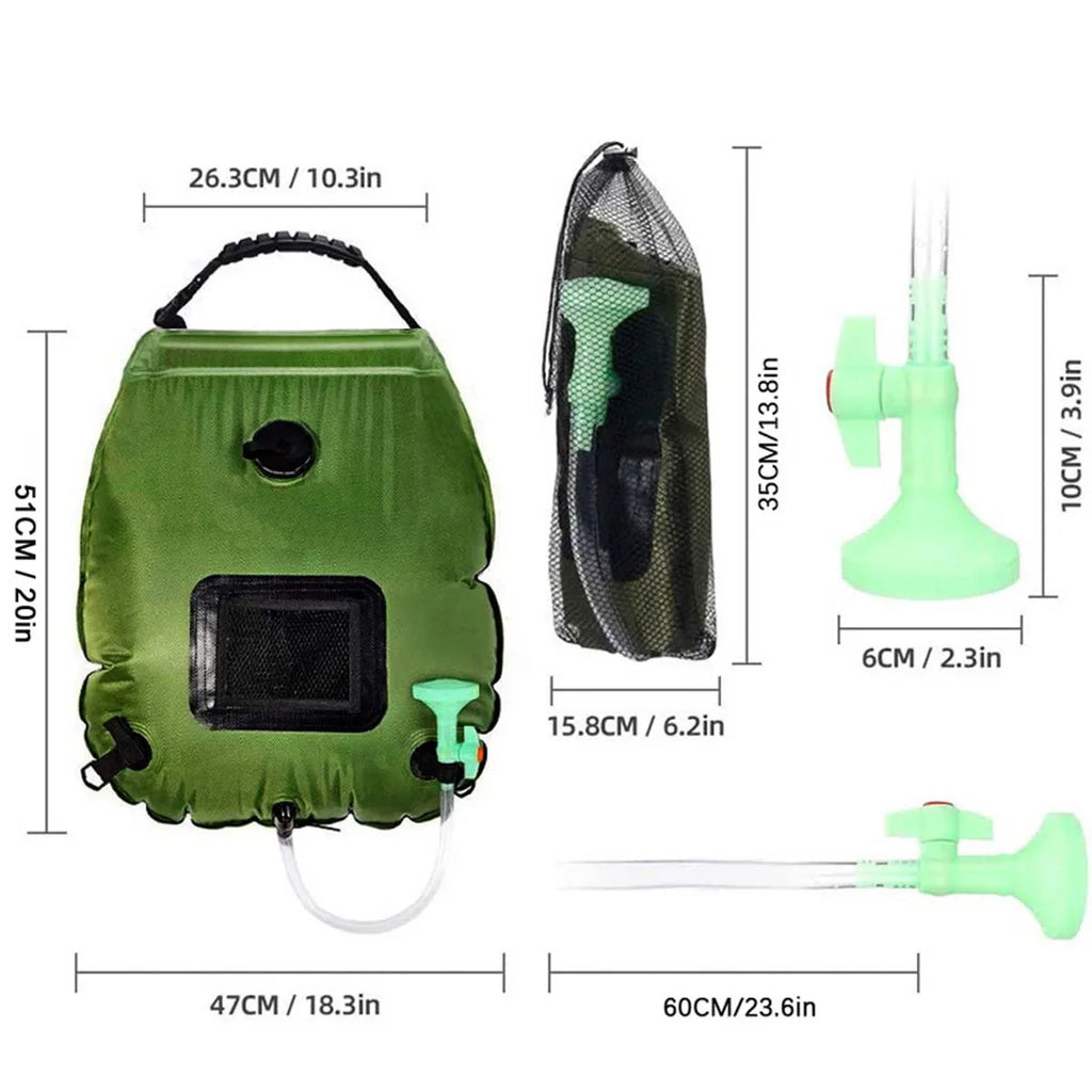 Portable Solar Heated Camping Shower with 5.3-Gallon Bag