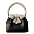 Women's Pleated Bow Contrast Color Bucket Bag