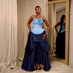Women's Corset Top and Asymmetrical Skirt 2-Piece Set