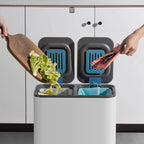 Double Compartment Pedal Trash Can with Lid and Sorting Bins