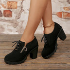 Women's Side-Zip Round Toe High Heel Boots