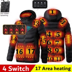 Men's Warm USB Electric Heated Hooded Winter Parka Coat 12