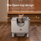 Open-Top Self-Cleaning Cat Litter Box Automatic with Odor Control and Safety Sensors