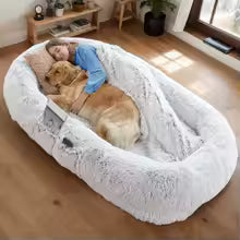 Washable Faux Fur Orthopedic Human Dog Bed for People and Pets