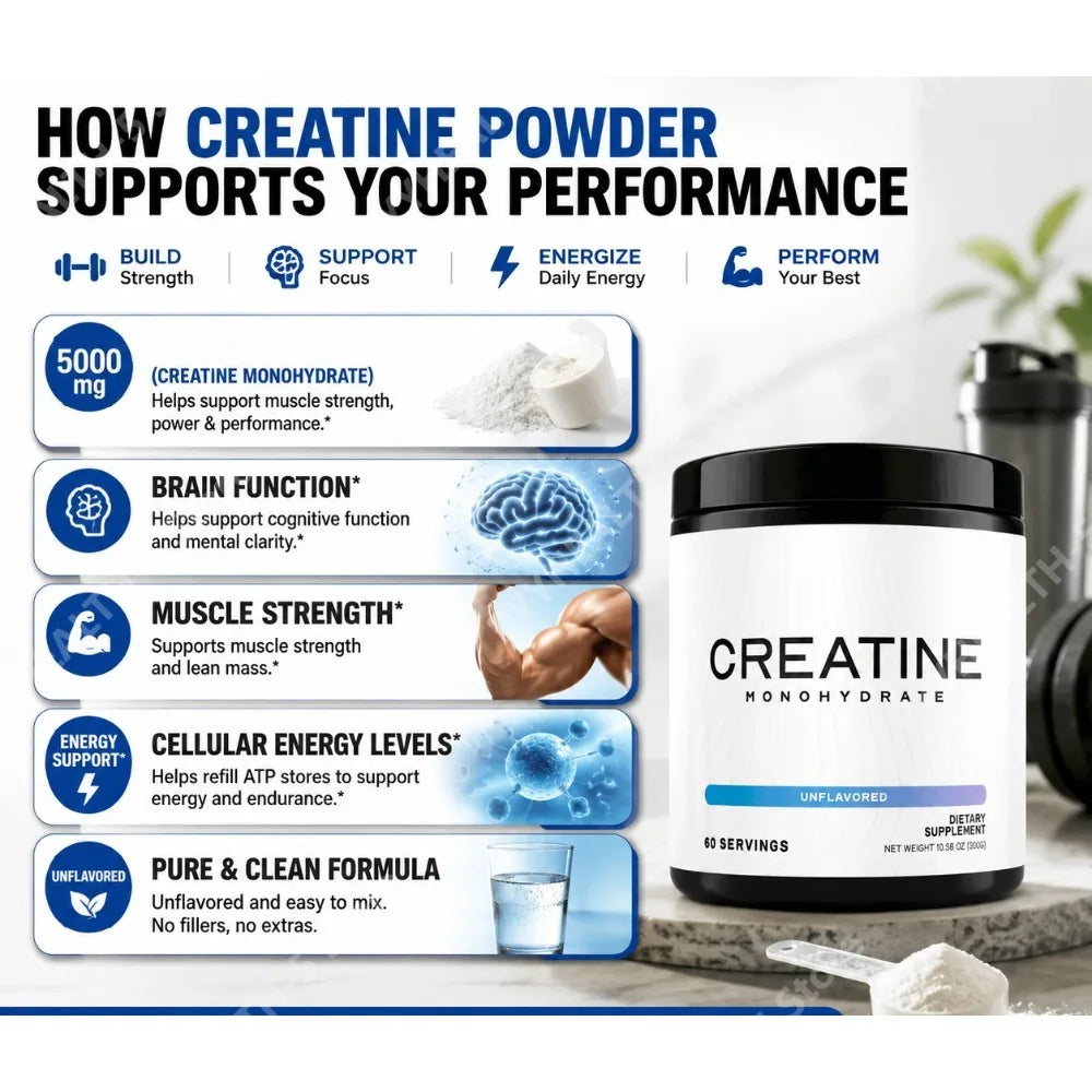 Creatine Monohydrate Powder 5000mg Fitness Support Supplement 10.6 oz