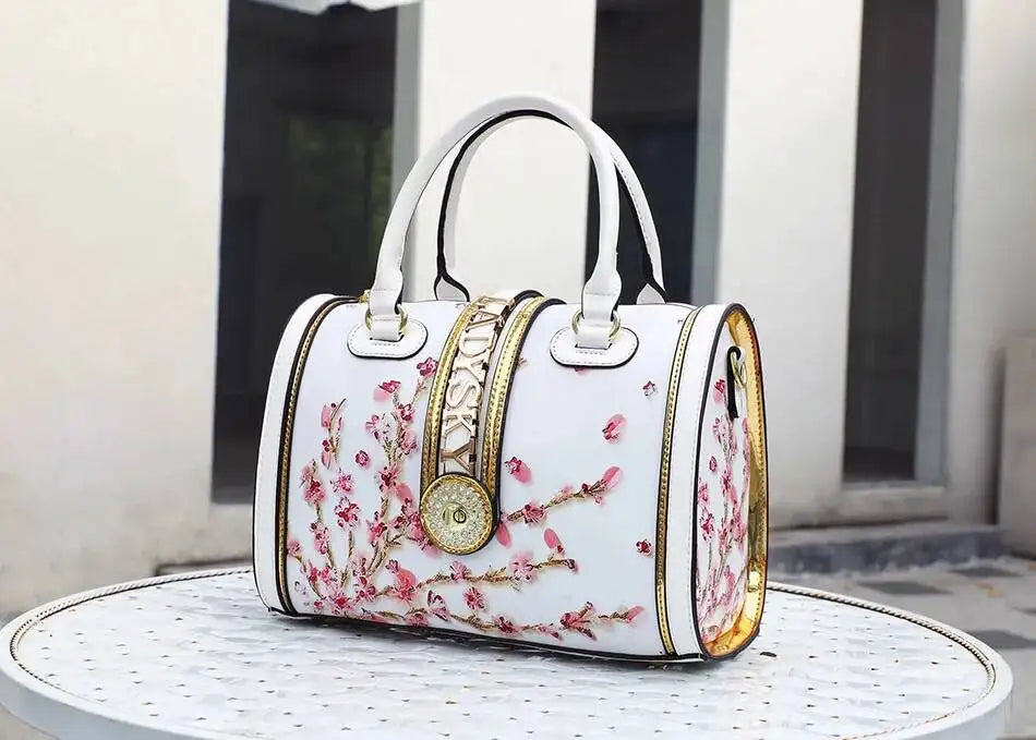Women's Microfiber Synthetic Leather Boston Handbag