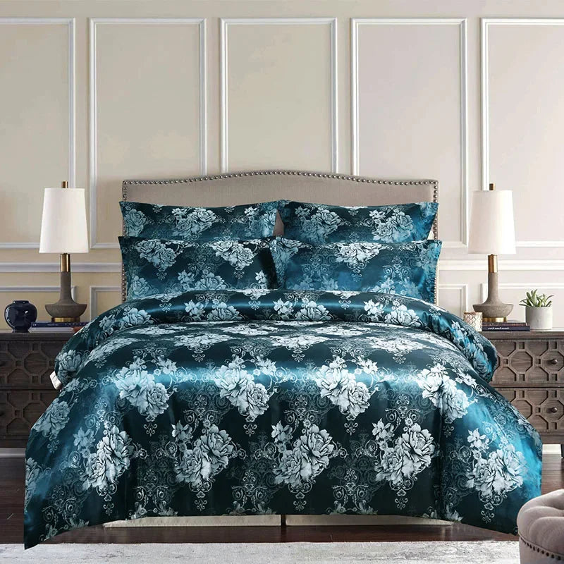 European Satin Jacquard Duvet Cover and Smooth Bedding Set