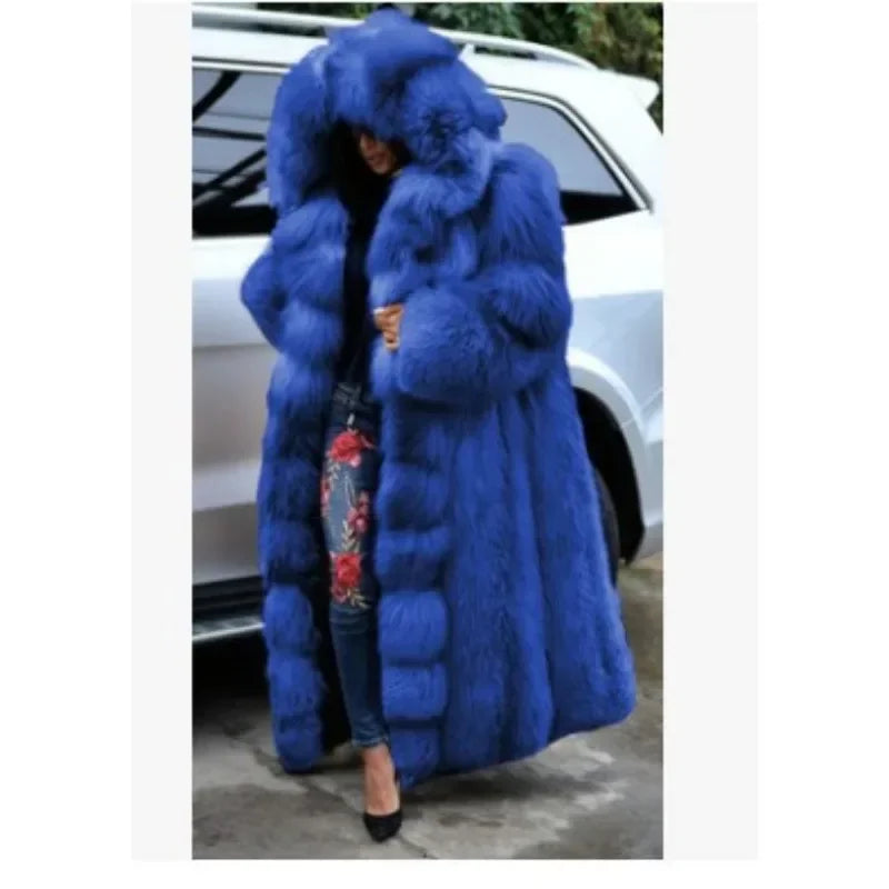Women's Thick Warm Hooded Faux Fur Coat