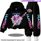 Girls' Print Hoodie Pants Two-Piece Set