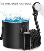 Portable Camping Shower with Rechargeable 6000mAh Pump and 5.3 Gallon Bag