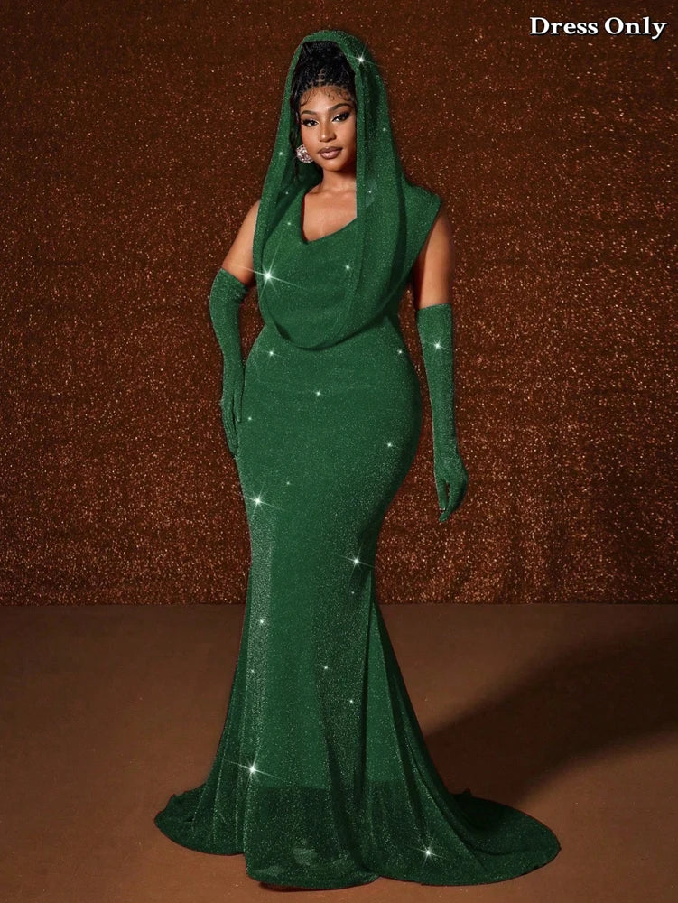 Women's Sexy Hooded Fishtail Floor Length Maxi Dress