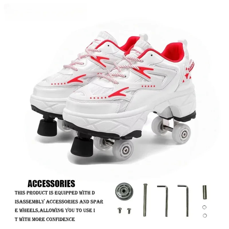 Kids' Breathable Mesh Four-Wheel Roller Skate Sneakers SY119