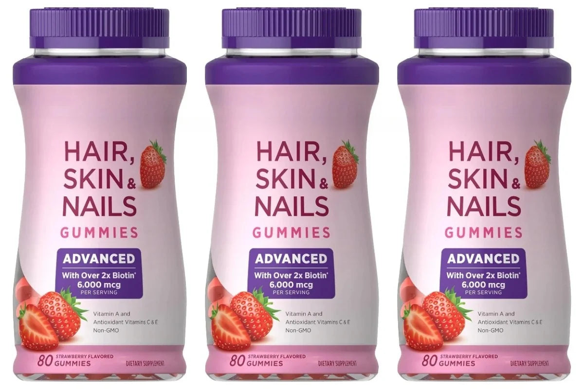 Biotin 6000mcg Strawberry Hair Skin and Nails Gummies 80 Count