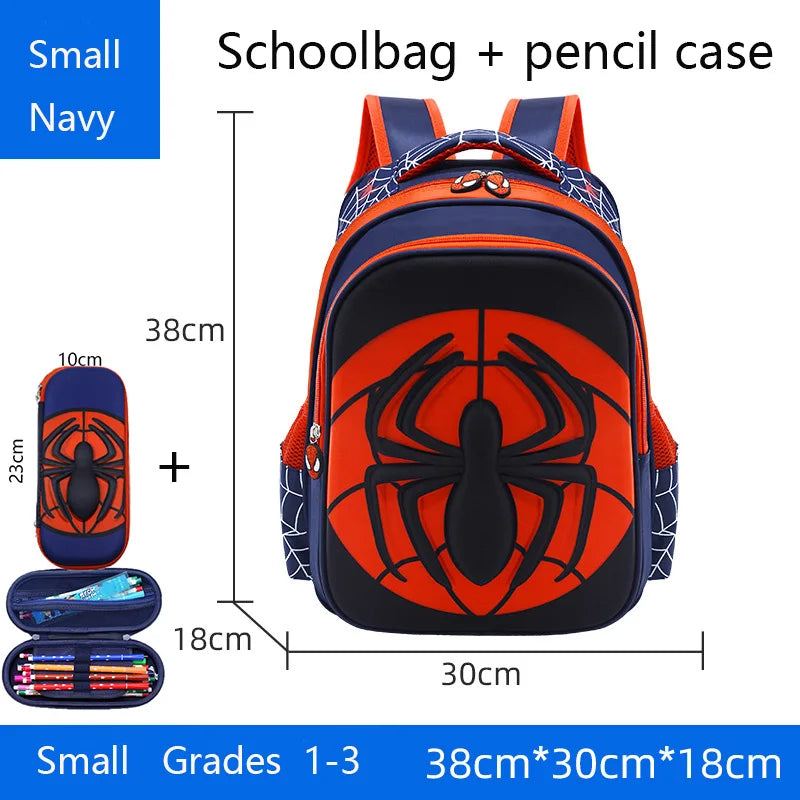 Kids' 3D Cartoon Spider Waterproof School Backpack and Pencil Case Set