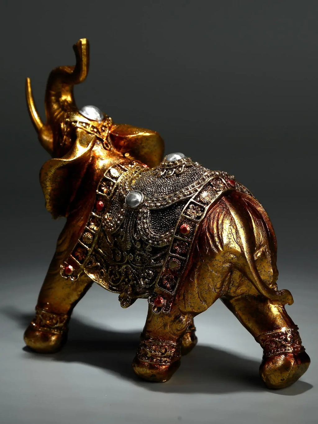 Handcrafted Elephant Resin Statue and Tabletop Shelf Ornament