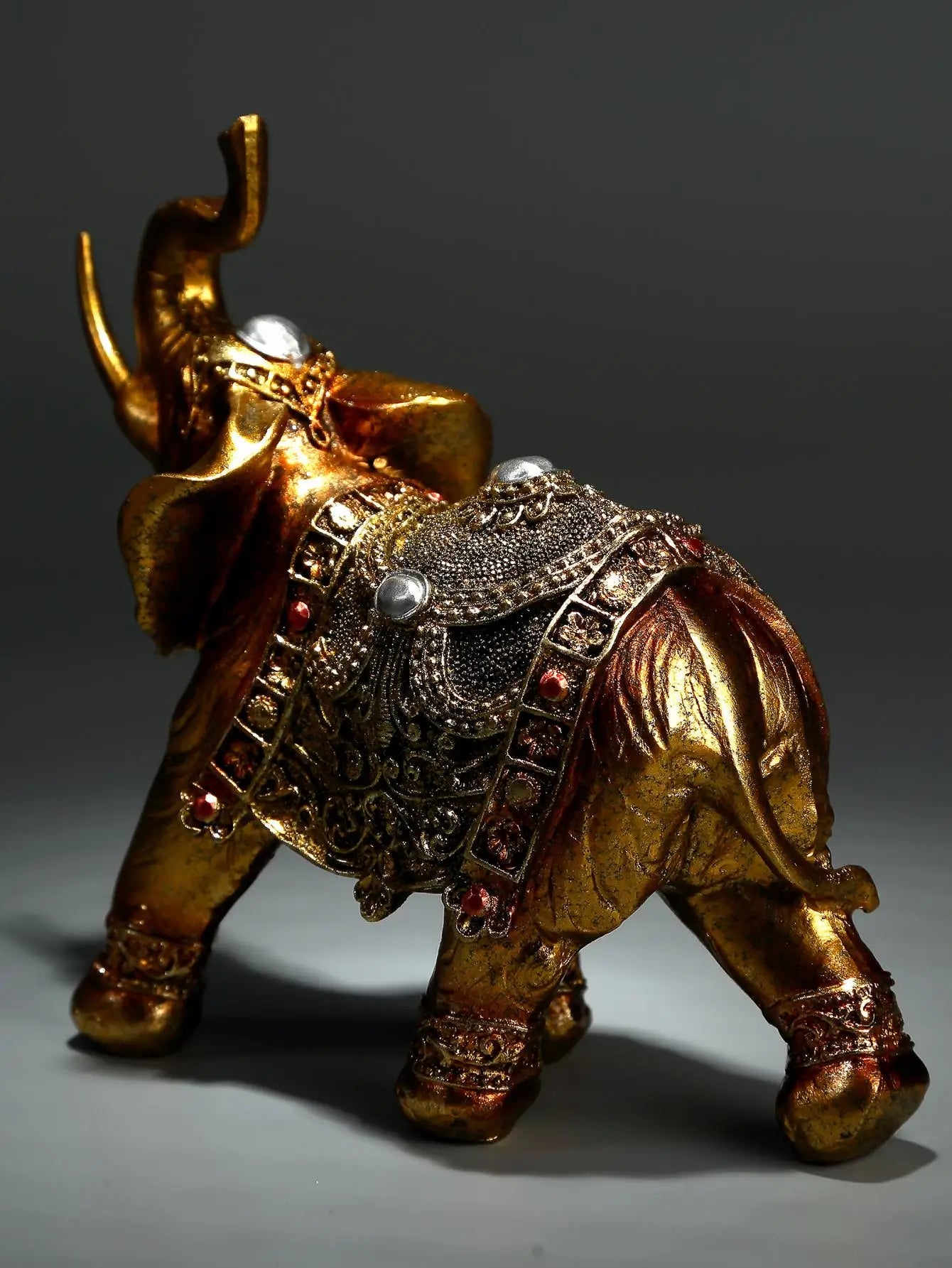 Handcrafted Elephant Resin Statue and Tabletop Shelf Ornament