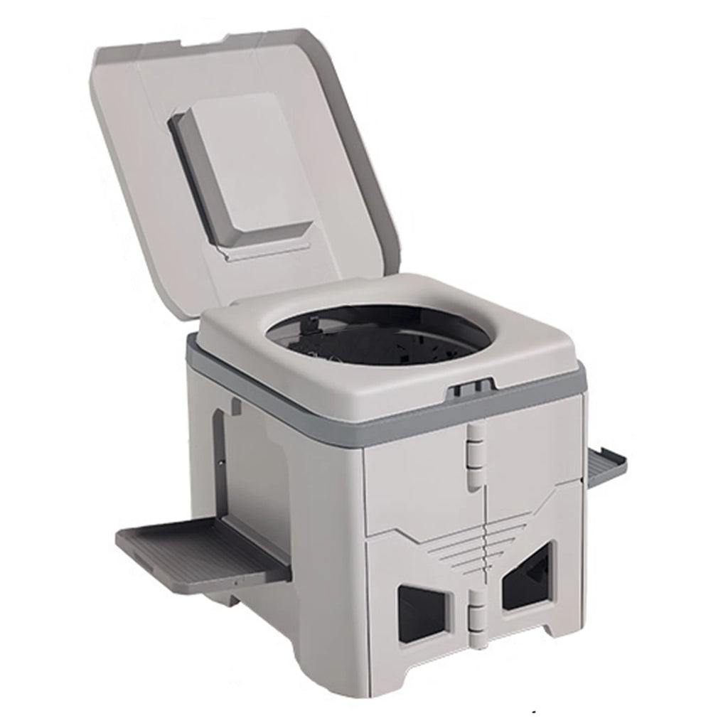 Portable Folding Camping Toilet with Lid and 330-lb Load Capacity