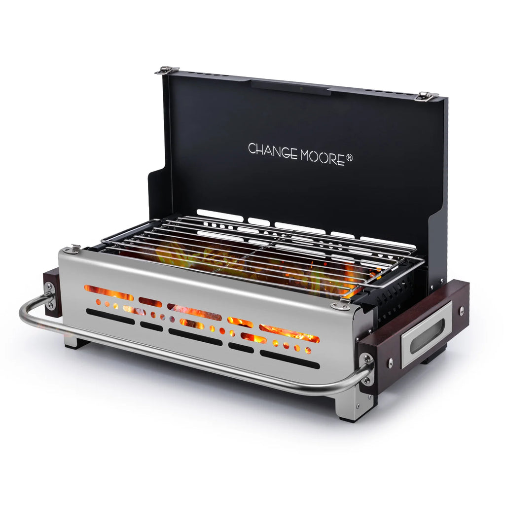 Folding Camping BBQ Grill and Stainless Steel Portable Charcoal Oven