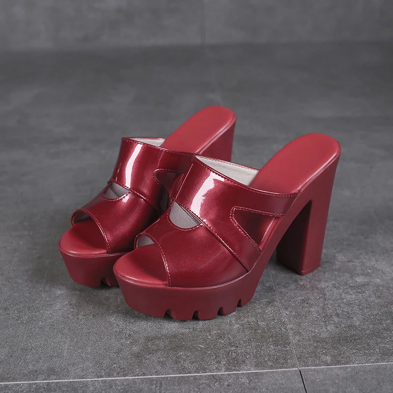 Women's Open Toe Chunky Platform Sandals 4-Inch Block Heel