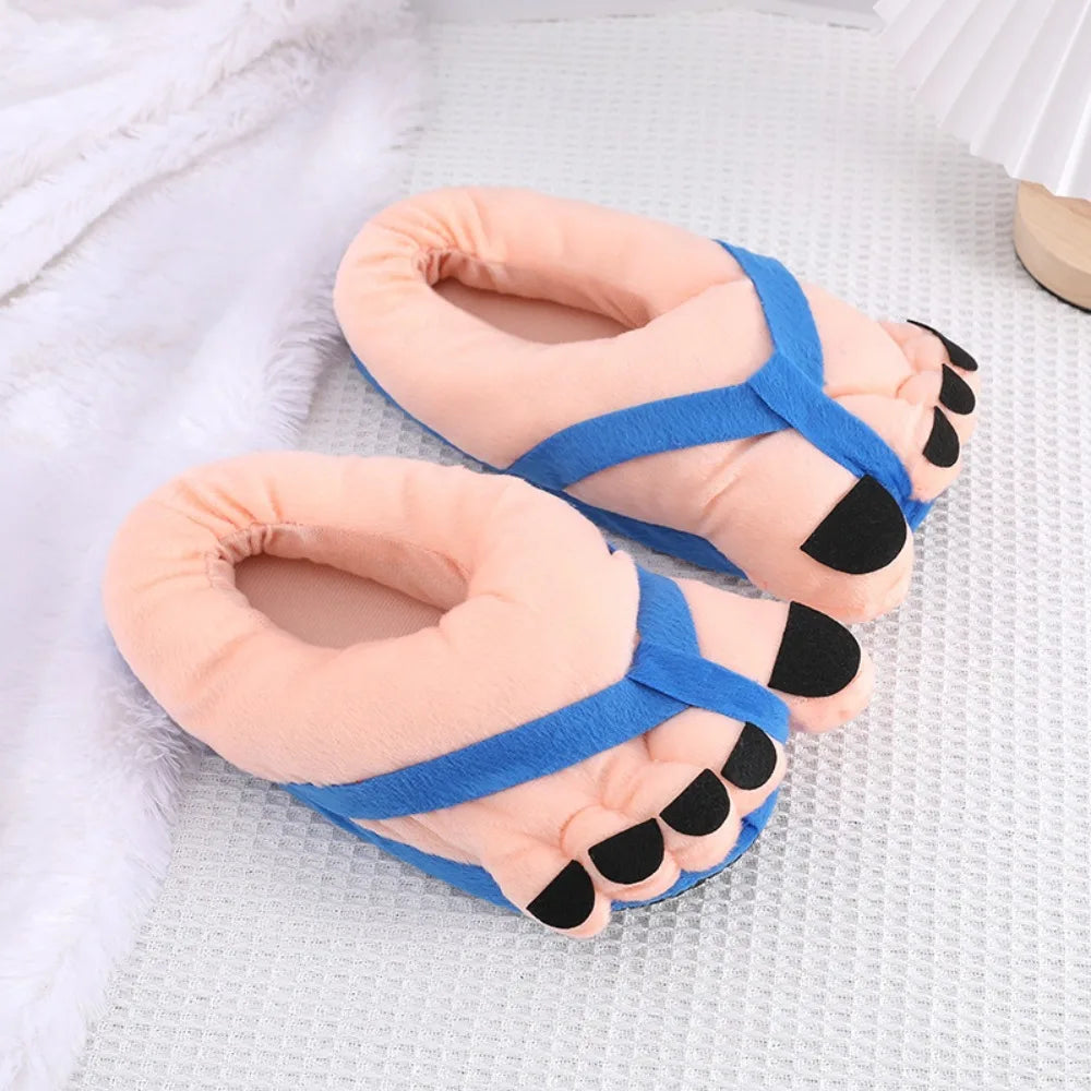Unisex Winter Cotton Slippers Funny Cartoon Couple House Slides Warm Soft Plush Indoor Flats