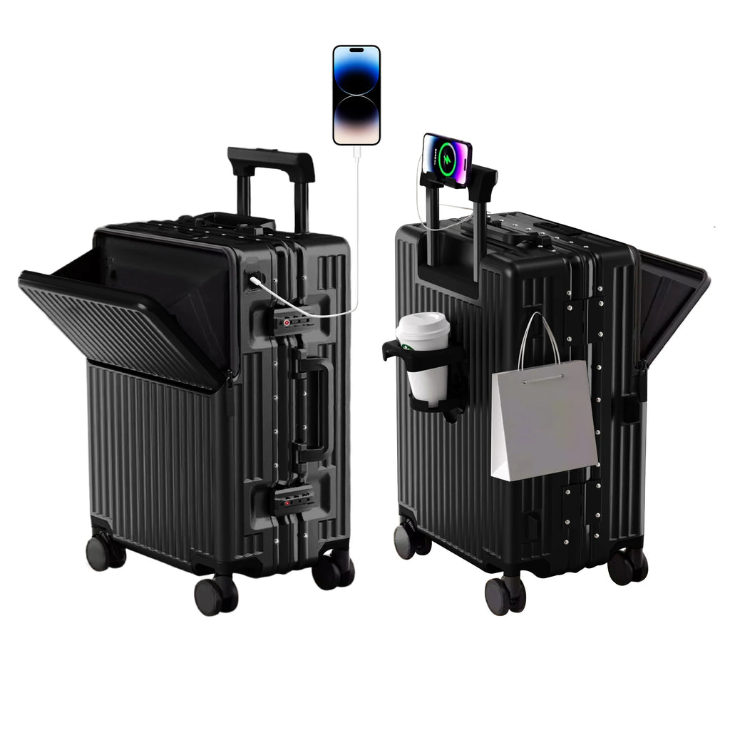Unisex Aluminum Frame Hard Shell Spinner Travel Suitcase AWN-2313