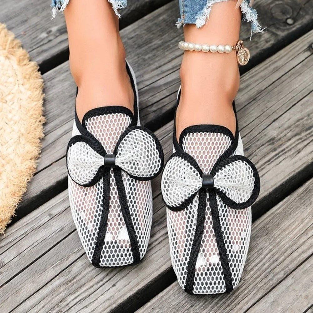 Women's Square Toe Air Mesh Sandals Slip-On Roman Gladiator Flats