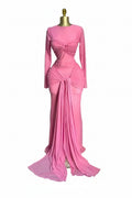 Women's Mesh See-Through Long Sleeve Maxi Dress with Bowknot