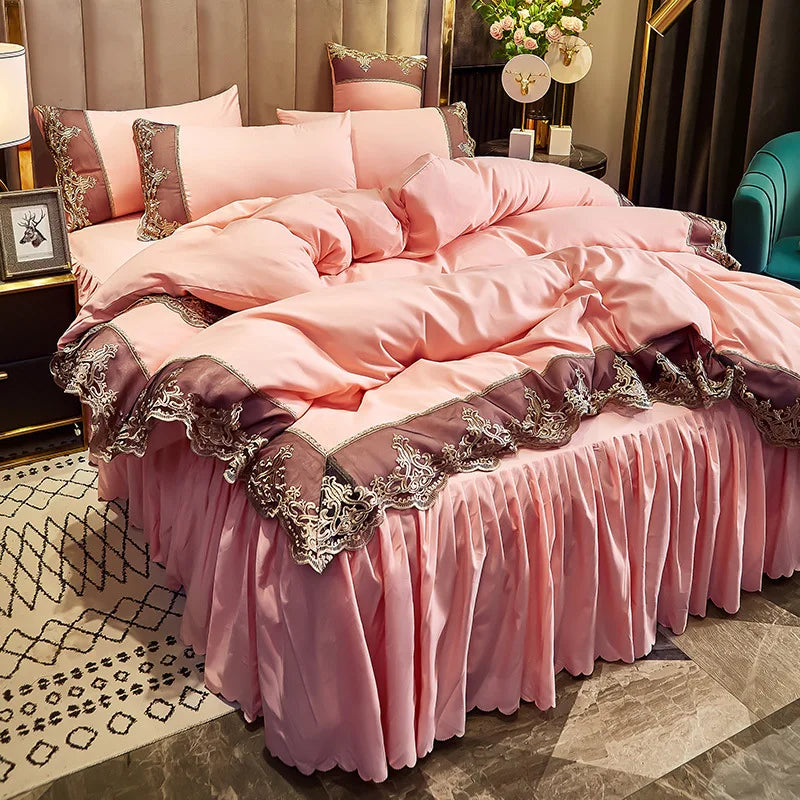 European Ice Rayon Duvet Cover and Silky Bedding Set