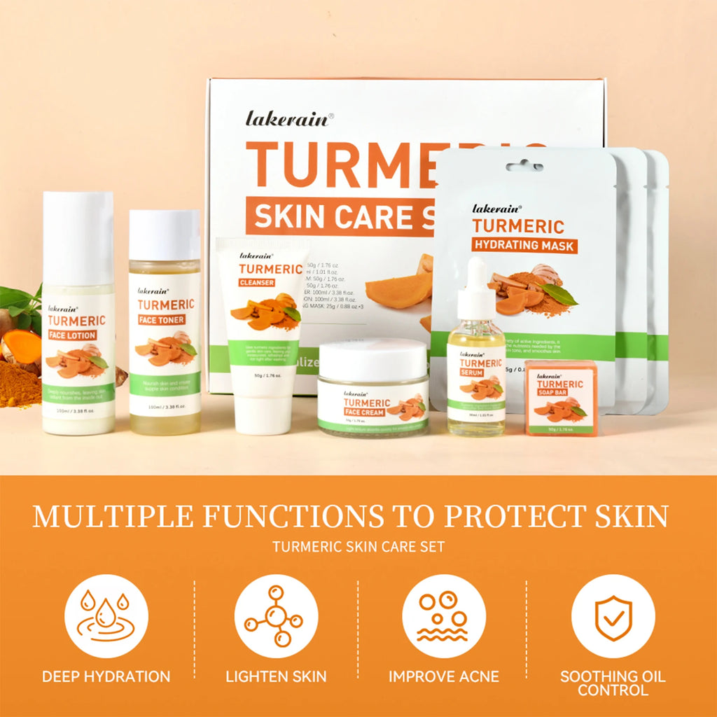 Turmeric Facial Skincare Set 7-Piece Acne Clearing Treatment Kit