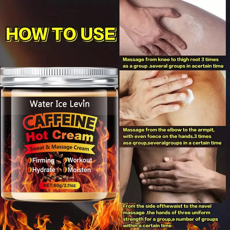 Unisex Caffeine Thermal Firming Massage Body Cream 2.1 oz