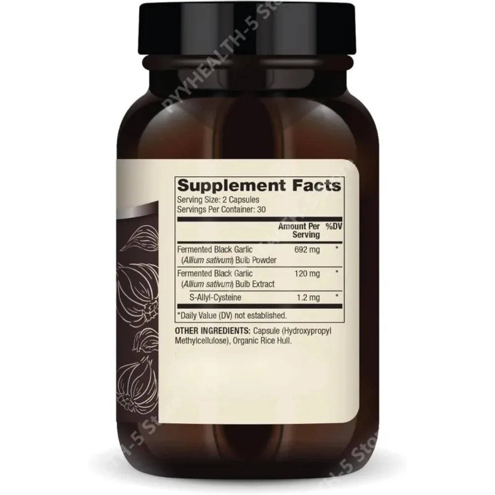 Fermented Black Garlic Capsules and Herbal Antioxidant Supplement