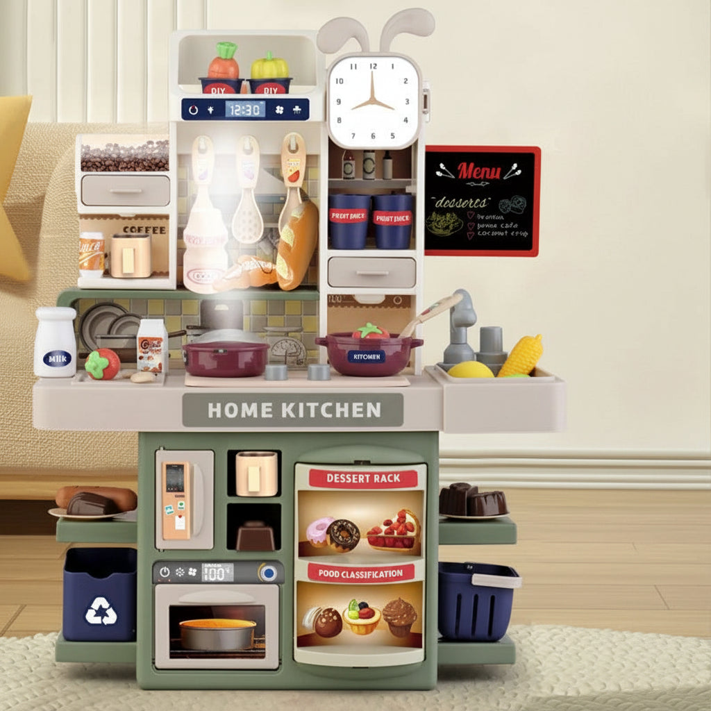 Kids Simulation Kitchen Counter Light Spray Playset Toy Set