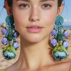 Women's Trendy Bohemian Simulation Rosebud Beaded Dangle Earrings