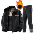 Men's Casual Retro Fleece Jacket and Pants Two Piece Tracksuit Set