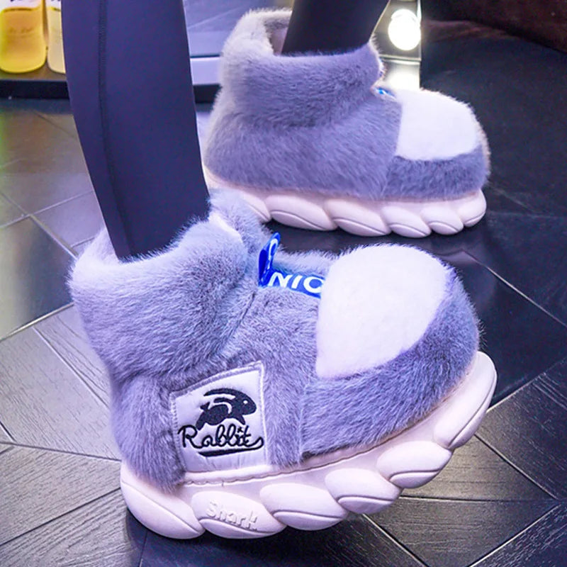 Winter Warm Plush Platform Slippers Unisex High Top Snow Boots