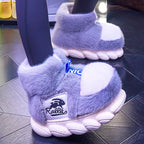 Winter Warm Plush Platform Slippers Unisex High Top Snow Boots