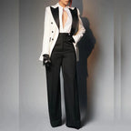 Women's Double Breasted Peak Lapel Slim Fit Pants Suit